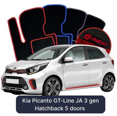 Velours-Autofußmatten OMEVO für Kia Picanto GT-Line JA 3 gen Kompakt 5 Türer (2017-2025)