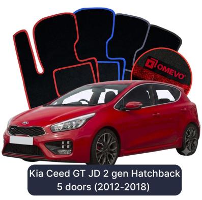 Velours-Autofußmatten OMEVO für Kia Ceed GT JD 2 gen Kompakt 5 Türer (2012-2018)