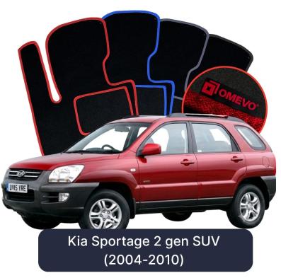 Velours-Autofußmatten OMEVO für Kia Sportage 2 gen SUV (2004-2010)