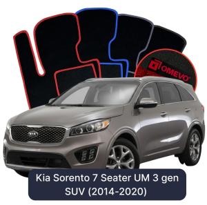 OMEVO Velours-Autofußmatten für Kia Sorento 7-Sitzer UM 3 gen SUV (2014-2020)