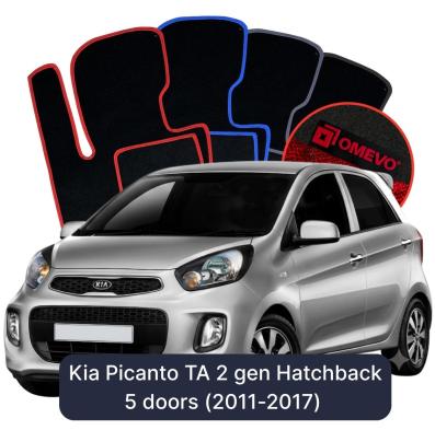 Velours-Autofußmatten OMEVO für Kia Picanto TA 2 gen Kompakt 5 Türer (2011-2017)
