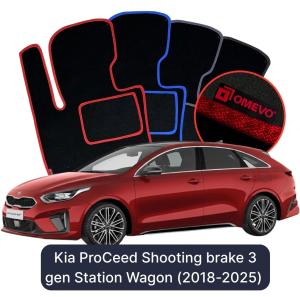 OMEVO Velours-Autofußmatten für Kia ProCeed Shooting brake 3 gen Kombi (2018-2025)