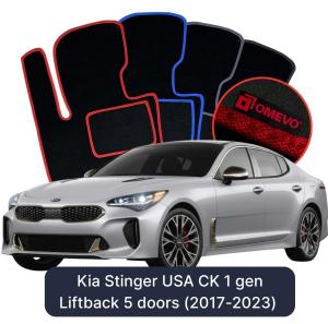 OMEVO Velours-Autofußmatten für Kia Stinger USA CK 1 gen Liftback 5 Türen (2017-2023)
