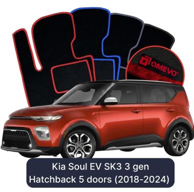 Velours-Autofußmatten OMEVO für Kia Soul EV SK3 3 gen Kompakt 5 Türer (2018-2024)