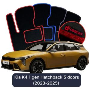 OMEVO Velours-Autofußmatten für Kia K4 1 gen Hatchback 5 Türen (2023-2025)