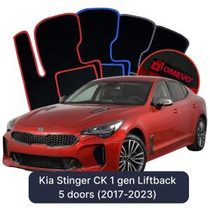 OMEVO Velours-Autofußmatten für Kia Stinger CK 1. Gen Liftback 5 Türer (2017-2023)