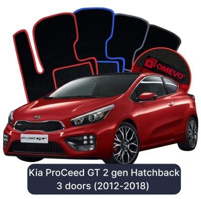 Velours-Autofußmatten OMEVO für Kia ProCeed GT 2 gen Kompakt 3 Türer (2012-2018)