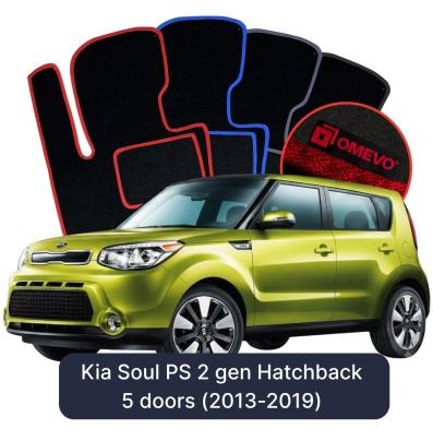 Velours-Autofußmatten OMEVO für Kia Soul PS 2 gen Kompakt 5 Türer (2013-2019)