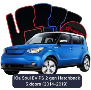 OMEVO Velours-Autofußmatten für Kia Soul EV PS 2 gen Kompakt 5 Türer (2014-2019)