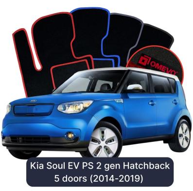 Velours-Autofußmatten OMEVO für Kia Soul EV PS 2 gen Kompakt 5 Türer (2014-2019)