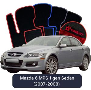 OMEVO Velours-Autofußmatten für Mazda 6 MPS 1 gen Limousine (2007-2008)