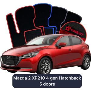 OMEVO Velours-Autofußmatten für Mazda 2 XP210 4 gen Kompakt 5 Türer (2021-2025)