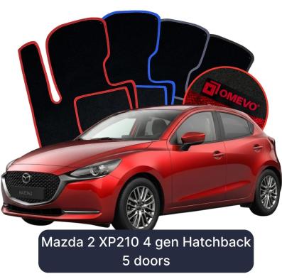 Velours-Autofußmatten OMEVO für Mazda 2 XP210 4 gen Kompakt 5 Türer (2021-2025)