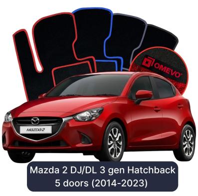 Velours-Autofußmatten OMEVO für Mazda 2 DJ/DL 3 gen Kompakt 5 Türer (2014-2023)