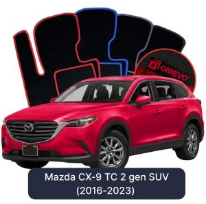 OMEVO Velours-Autofußmatten für Mazda CX-9 TC 2 gen SUV (2016-2023)