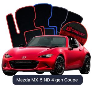 OMEVO Velours-Autofußmatten für Mazda MX-5 ND 4 gen Coupe (2014-2025)