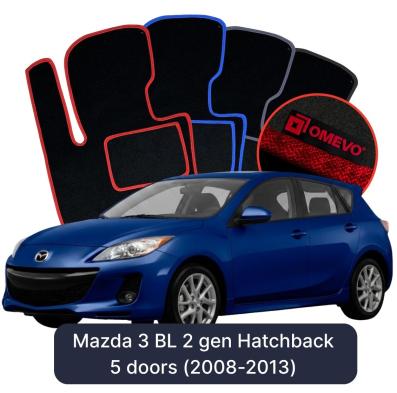 Velours-Autofußmatten OMEVO für Mazda 3 BL 2 gen Kompakt 5 Türer (2008-2013)