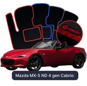 OMEVO Velours-Autofußmatten für Mazda MX-5 ND 4 gen Cabrio (2014-2025)