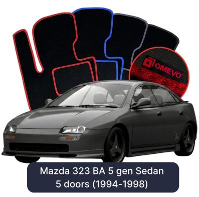 Velours-Autofußmatten OMEVO für Mazda 323 BA 5 gen Limousine 5 Türer (1994-1998)