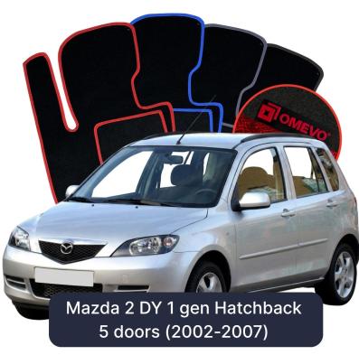 Velours-Autofußmatten OMEVO für Mazda 2 DY 1 gen Kompakt 5 Türer (2002-2007)