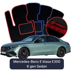 OMEVO Velours-Autofußmatten für Mercedes-Benz E-Klasse E300 6 gen Limousine (2023-2025)