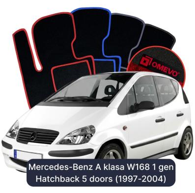 Velours-Autofußmatten OMEVO für Mercedes-Benz A-Klasse W168 1 gen Kompakt 5 Türer (1997-2004)