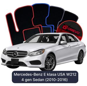 OMEVO Velours-Autofußmatten für Mercedes-Benz E-Klasse USA W212 4 gen Sedan (2010-2016)