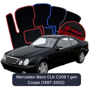 OMEVO Velours-Autofußmatten für Mercedes-Benz CLK C208 1 gen Coupe (1997-2002)