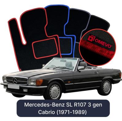 Velours-Autofußmatten OMEVO für Mercedes-Benz SL R107 3 gen Cabrio (1971-1989)