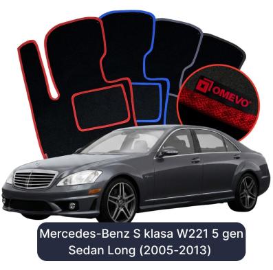 Velours-Autofußmatten OMEVO für Mercedes-Benz S-Klasse W221 5 gen Limousine Langversion (2005-2013)