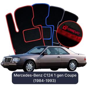 OMEVO Velours-Autofußmatten für Mercedes-Benz C124 1 gen Coupe (1984-1993)