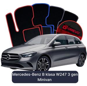 OMEVO Velours-Autofußmatten für Mercedes-Benz B-Klasse W247 3 gen Minivan (2018-2025)