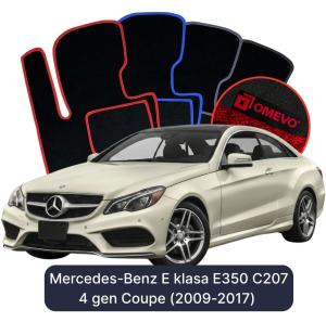 OMEVO Velours-Autofußmatten für Mercedes-Benz E klasa E350 C207 4 gen Сoupé (2009-2017)