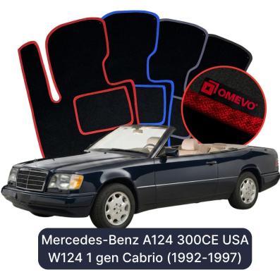 Velours-Autofußmatten OMEVO für Mercedes-Benz A124 300CE USA W124 1 gen Cabrio (1992-1997)