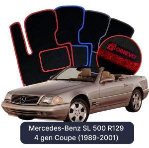 OMEVO Velours-Autofußmatten für Mercedes-Benz SL 500 R129 4 gen Coupe (1989-2001)