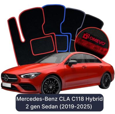 Velours-Autofußmatten OMEVO für Mercedes-Benz CLA Hybrid C118 2 gen Limousine (2019-2024)