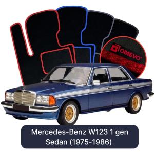 OMEVO Velours-Autofußmatten für Mercedes-Benz W123 1 gen Limousine (1975-1986)
