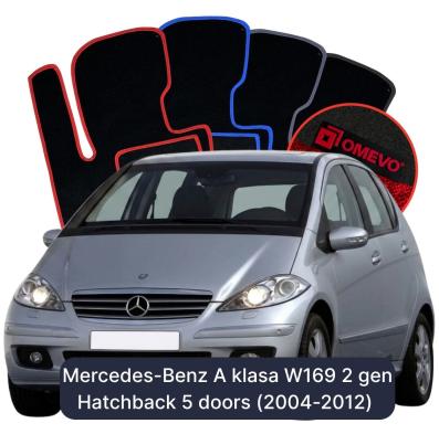 Velours-Autofußmatten OMEVO für Mercedes-Benz A-Klasse W169 2 gen Kompakt 5 Türer (2004-2012)