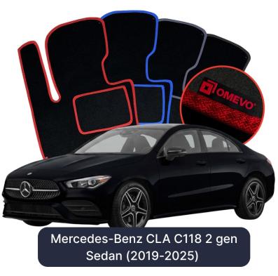 Velours-Autofußmatten OMEVO für Mercedes-Benz CLA C118 2 gen Limousine (2019-2024)