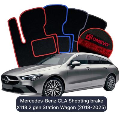 Velours-Autofußmatten OMEVO für Mercedes-Benz CLA Shooting brake X118 2 gen Kombi (2019-2024)