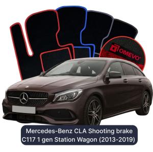 OMEVO Velours-Autofußmatten für Mercedes-Benz CLA Shooting brake C117 1 gen Kombi (2013-2019)