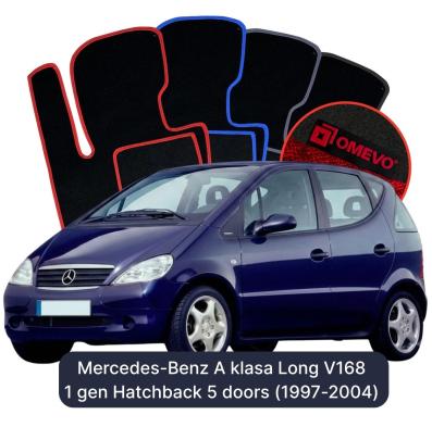 Velours-Autofußmatten OMEVO für Mercedes-Benz A-Klasse Langversion V168 1 gen Kompakt 5 Türer (1997-2004)