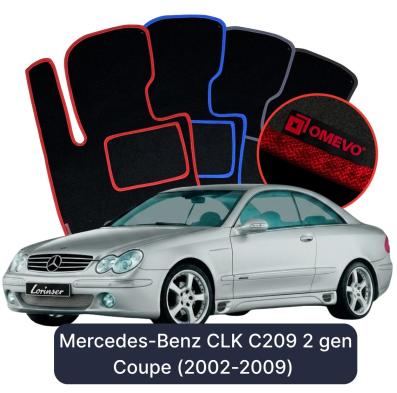 Velours-Autofußmatten OMEVO für Mercedes-Benz CLK C209 2 gen Coupe (2002-2009)