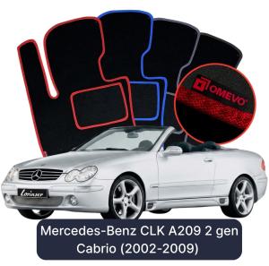 OMEVO Velours-Autofußmatten für Mercedes-Benz CLK A209 2 gen Cabrio (2002-2009)