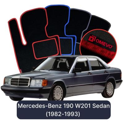 Velours-Autofußmatten OMEVO für Mercedes-Benz 190 W201 Limousine (1982-1993)