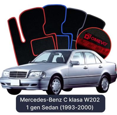 Velours-Autofußmatten OMEVO für Mercedes-Benz C-Klasse W202 1 gen Limousine (1993-2000)