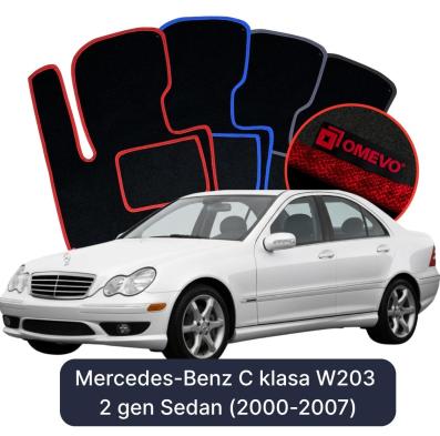 Velours-Autofußmatten OMEVO für Mercedes-Benz C-Klasse W203 2 gen Limousine (2000-2007)
