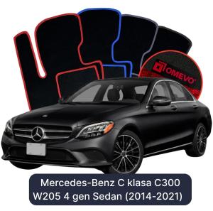 OMEVO Velours-Autofußmatten für Mercedes-Benz C-Klasse C300 W205 4 gen Limousine (2014-2021)