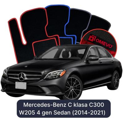 Velours-Autofußmatten OMEVO für Mercedes-Benz C-Klasse C300 W205 4 gen Limousine (2014-2021)