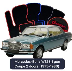 OMEVO Velours-Autofußmatten für Mercedes-Benz W123 1 gen Coupe 2 Türer (1975-1986)